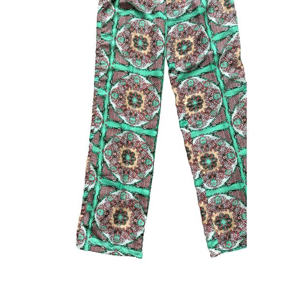 Gianni Bini Women's Medium Green Red White Geometric Paisley Print Flowy Pants - Picture 6 of 16